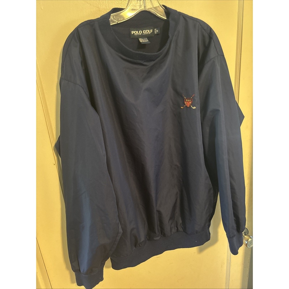 Vintage Polo Ralph Lauren Golf Blue Windbreaker Pullover Polyester Men's Medium